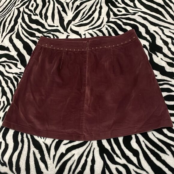 Abercombie and fitch burgundy fall autumn mini skirt Gypsy studded size 4 - Picture 6 of 9